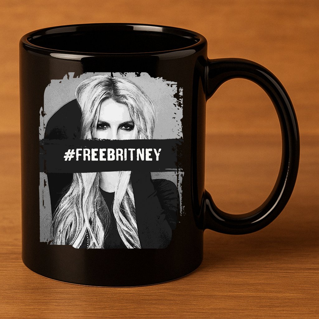 Free Britney Grey Style 11oz C Handle Ceramic Mug