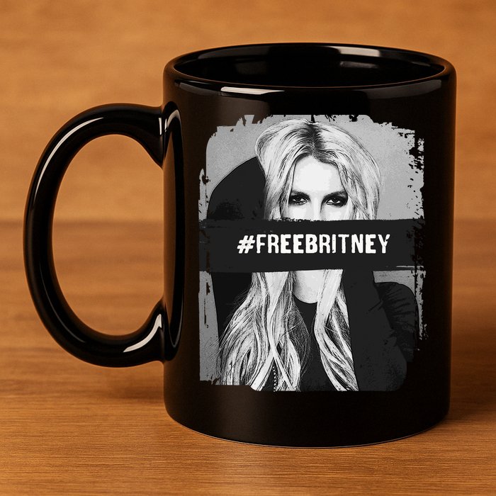 Free Britney Grey Style 11oz C Handle Ceramic Mug