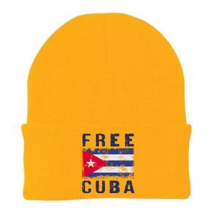 Free Cuba Distressed Flag Knit Cap Winter Beanie