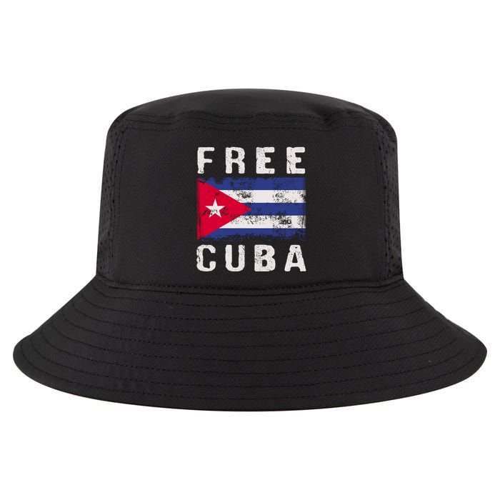 Free Cuba Distressed Flag Cool Comfort Performance Bucket Hat
