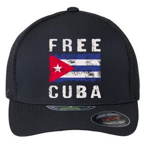 Free Cuba Distressed Flag Flexfit Unipanel Trucker Cap