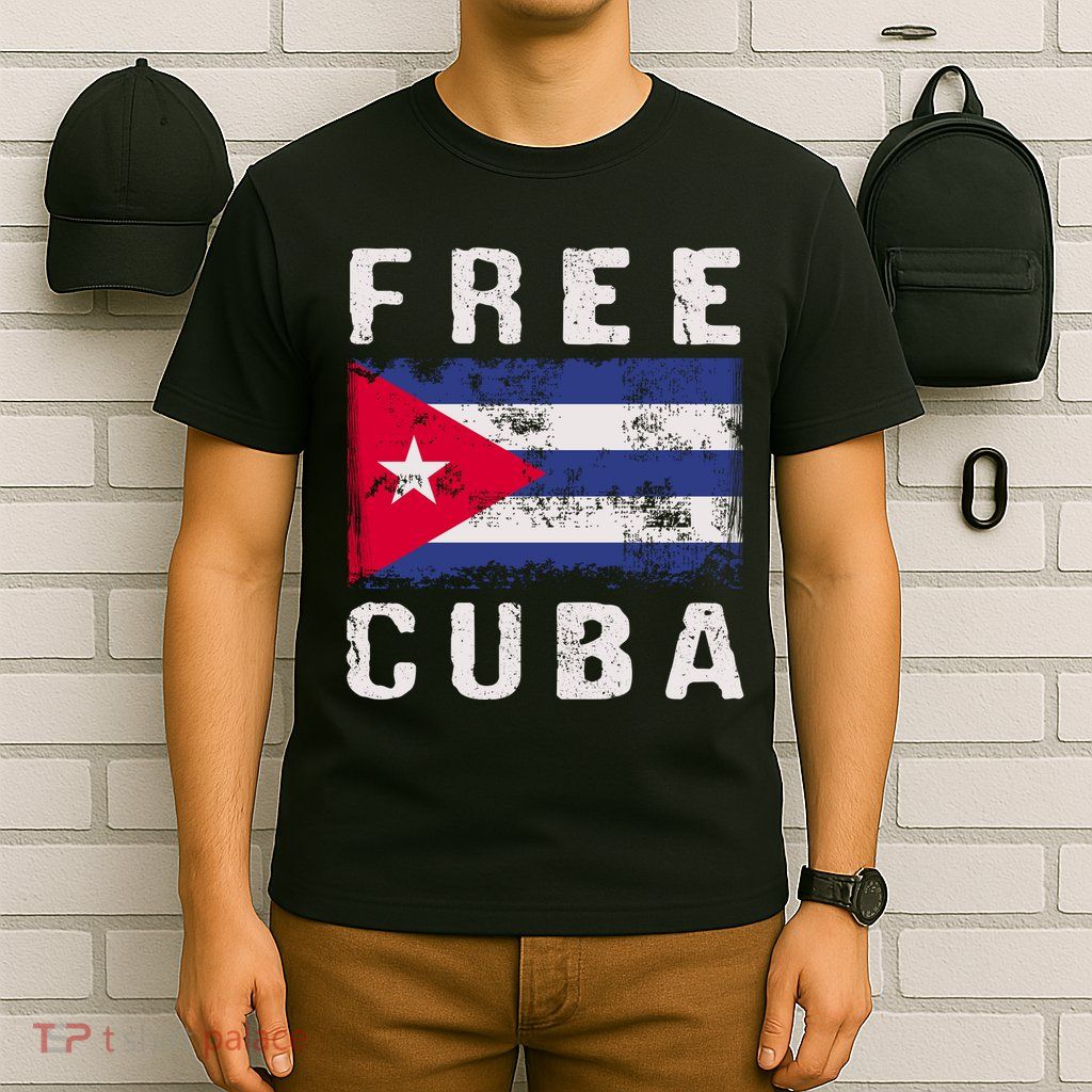 Free Cuba Distressed Flag T-Shirt