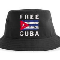 Free Cuba Distressed Flag Sustainable Bucket Hat