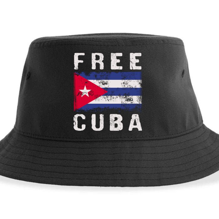 Free Cuba Distressed Flag Sustainable Bucket Hat