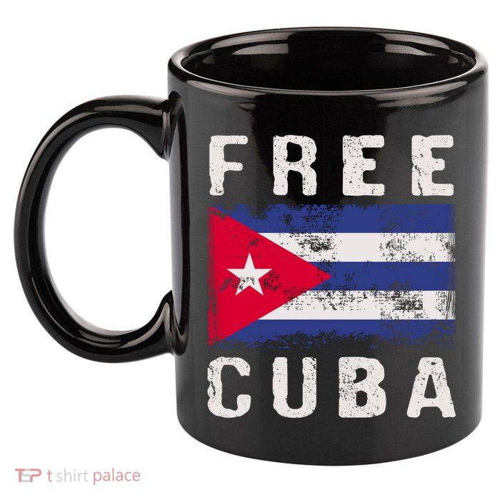 Free Cuba Distressed Flag 11oz C Handle Ceramic Mug