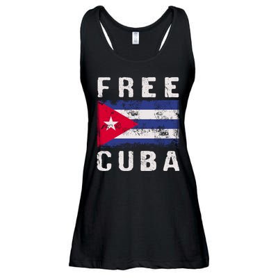Free Cuba Distressed Flag Ladies Essential Flowy Tank