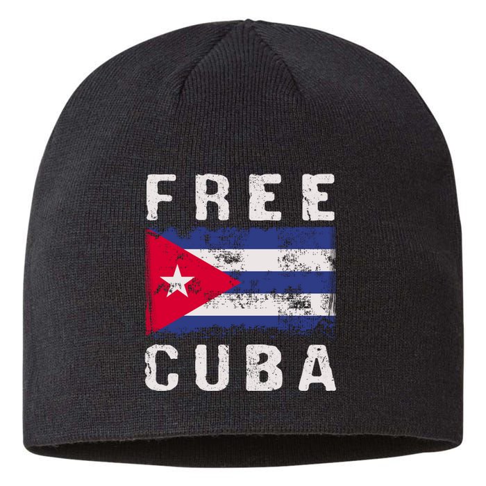 Free Cuba Distressed Flag Sustainable Beanie