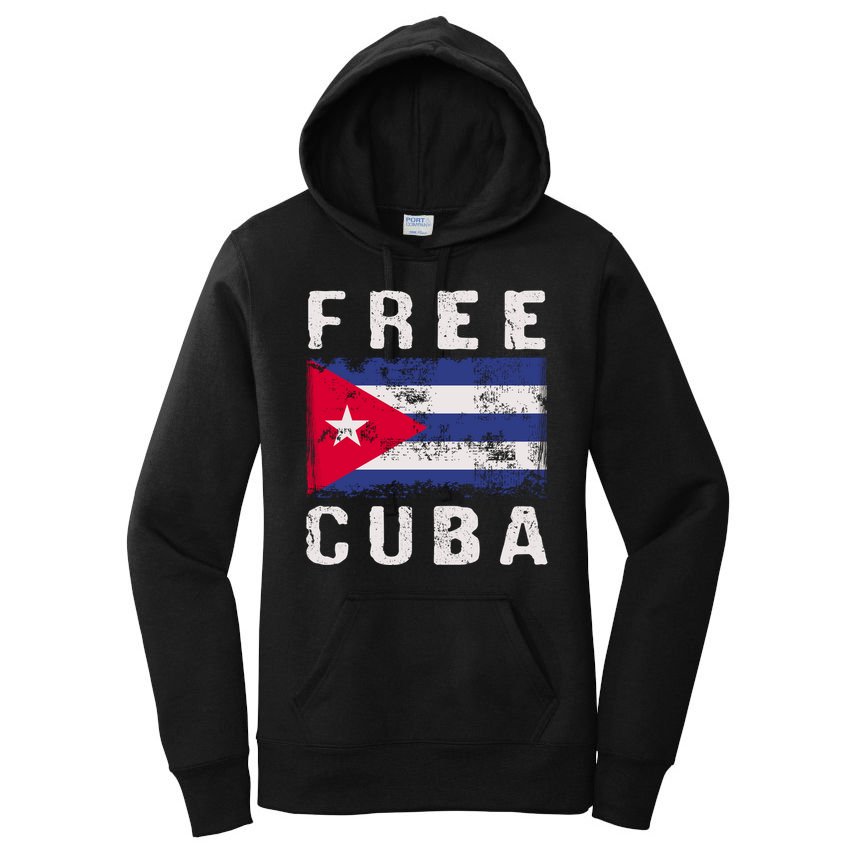 Free Cuba Distressed Flag Women's Pullover Hoodie