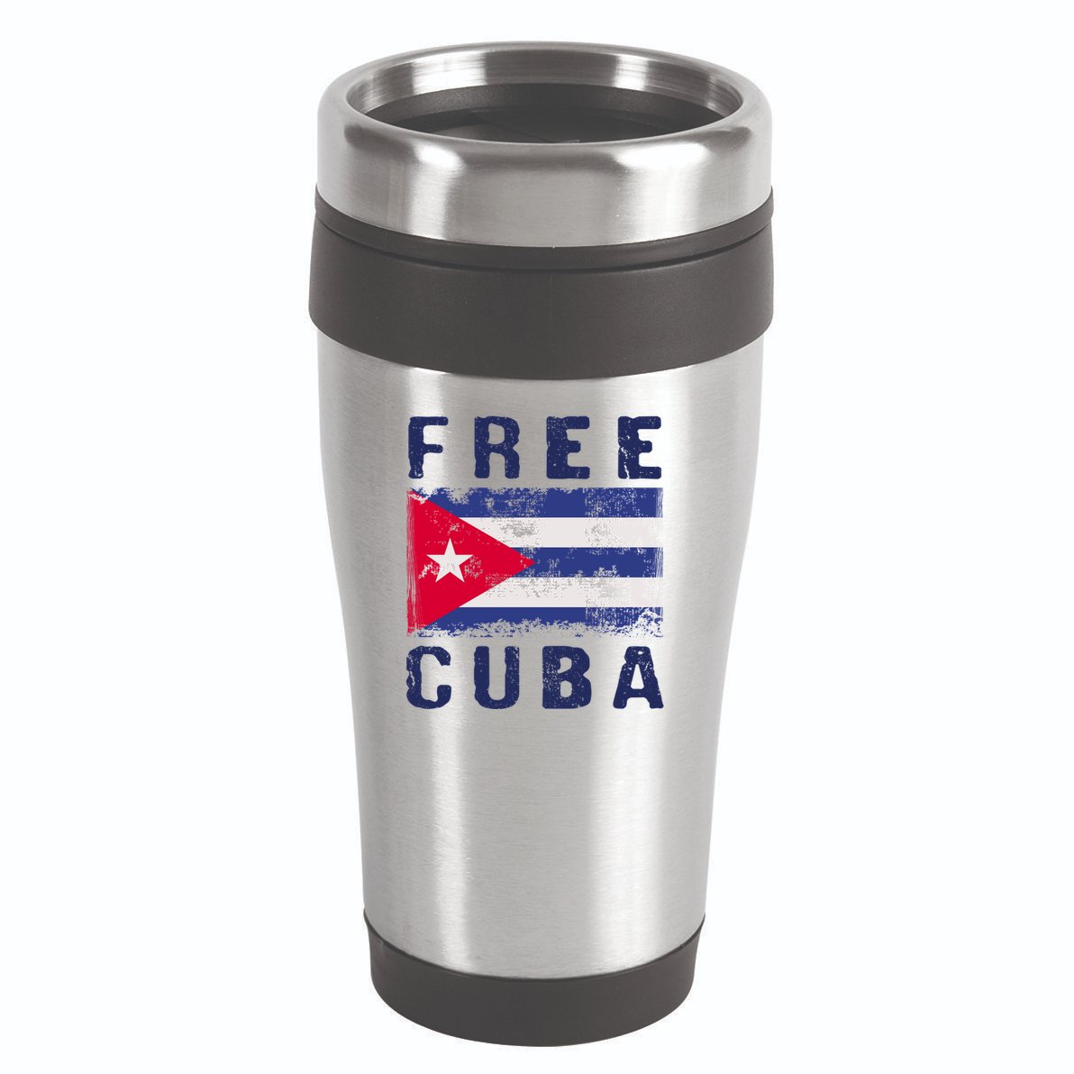 Free Cuba Distressed Flag 16oz Travel Tumbler