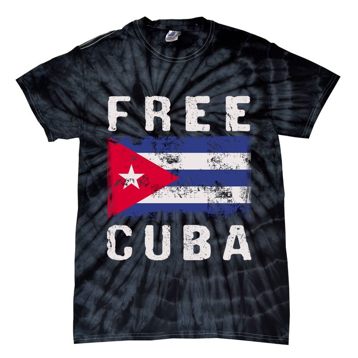 Free Cuba Distressed Flag Tie-Dye T-Shirt