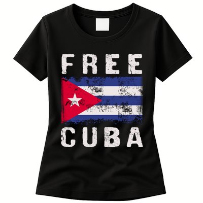 Free Cuba Distressed Flag Womens T-Shirt