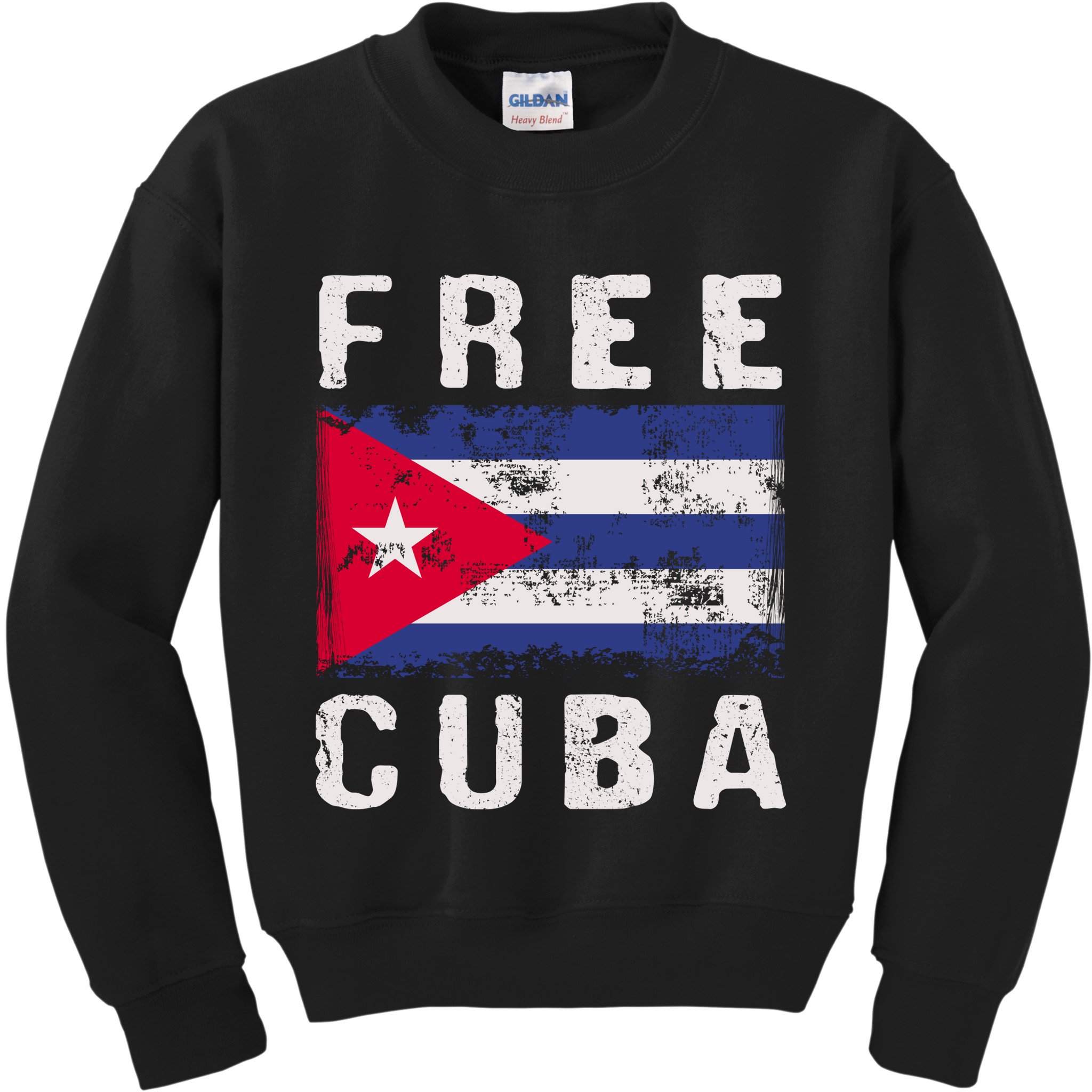 Free Cuba Distressed Flag Kids Sweatshirt