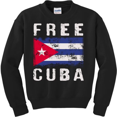 Free Cuba Distressed Flag Kids Sweatshirt