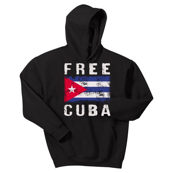 Free Cuba Distressed Flag Kids Hoodie