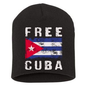 Free Cuba Distressed Flag Short Acrylic Beanie