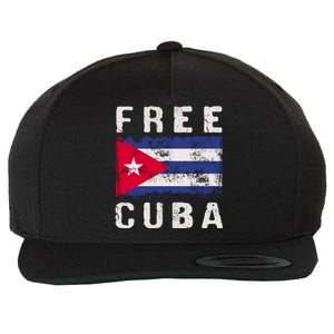 Free Cuba Distressed Flag Wool Snapback Cap