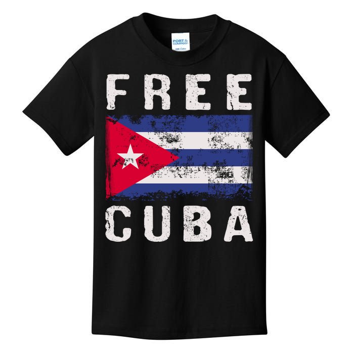 Free Cuba Distressed Flag Kids T-Shirt