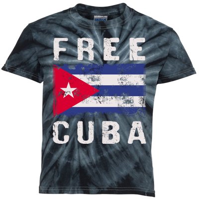 Free Cuba Distressed Flag Kids Tie-Dye T-Shirt