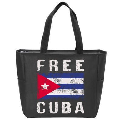 Free Cuba Distressed Flag Zip Tote Bag