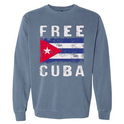 Free Cuba Distressed Flag Garment-Dyed Sweatshirt