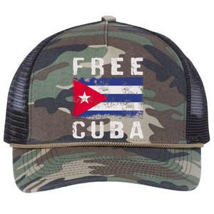 Free Cuba Distressed Flag Retro Rope Trucker Hat Cap