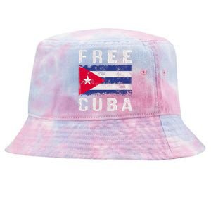 Free Cuba Distressed Flag Tie-Dyed Bucket Hat