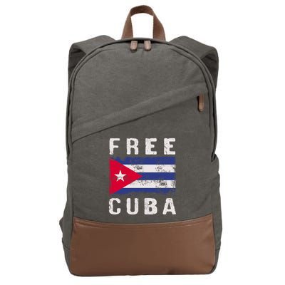 Free Cuba Distressed Flag Cotton Canvas Backpack