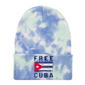 Free Cuba Distressed Flag Tie Dye 12in Knit Beanie