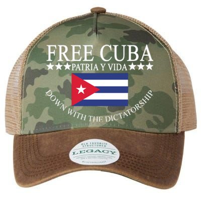 Free Cuba Down With The Dictatorship Legacy Tie Dye Trucker Hat