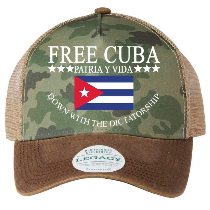 Free Cuba Down With The Dictatorship Legacy Tie Dye Trucker Hat
