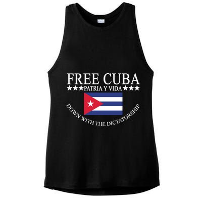 Free Cuba Down With The Dictatorship Ladies PosiCharge Tri-Blend Wicking Tank