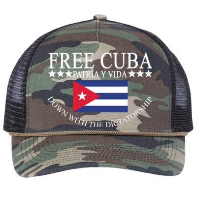 Free Cuba Down With The Dictatorship Retro Rope Trucker Hat Cap