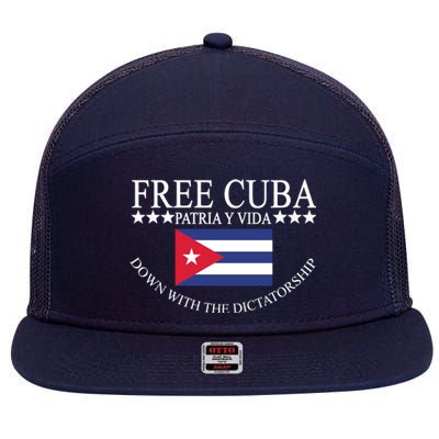 Free Cuba Down With The Dictatorship 7 Panel Mesh Trucker Snapback Hat