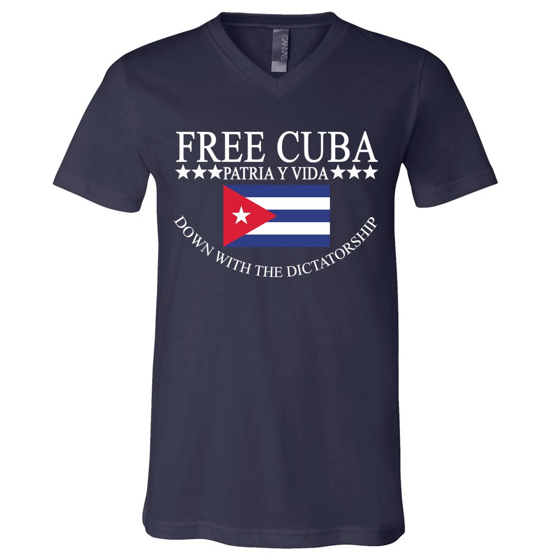 Free Cuba Down With The Dictatorship V-Neck T-Shirt