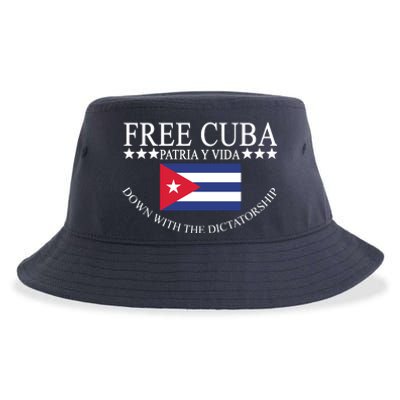 Free Cuba Down With The Dictatorship Sustainable Bucket Hat