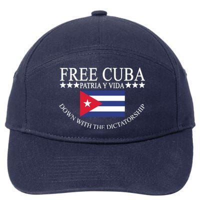 Free Cuba Down With The Dictatorship 7-Panel Snapback Hat