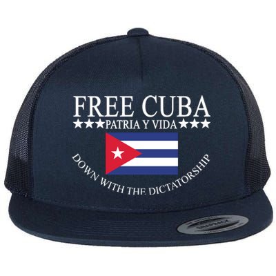 Free Cuba Down With The Dictatorship Flat Bill Trucker Hat