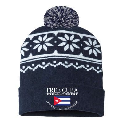 Free Cuba Down With The Dictatorship USA-Made Snowflake Beanie