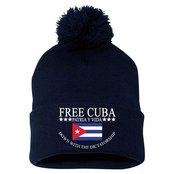 Free Cuba Down With The Dictatorship Pom Pom 12in Knit Beanie