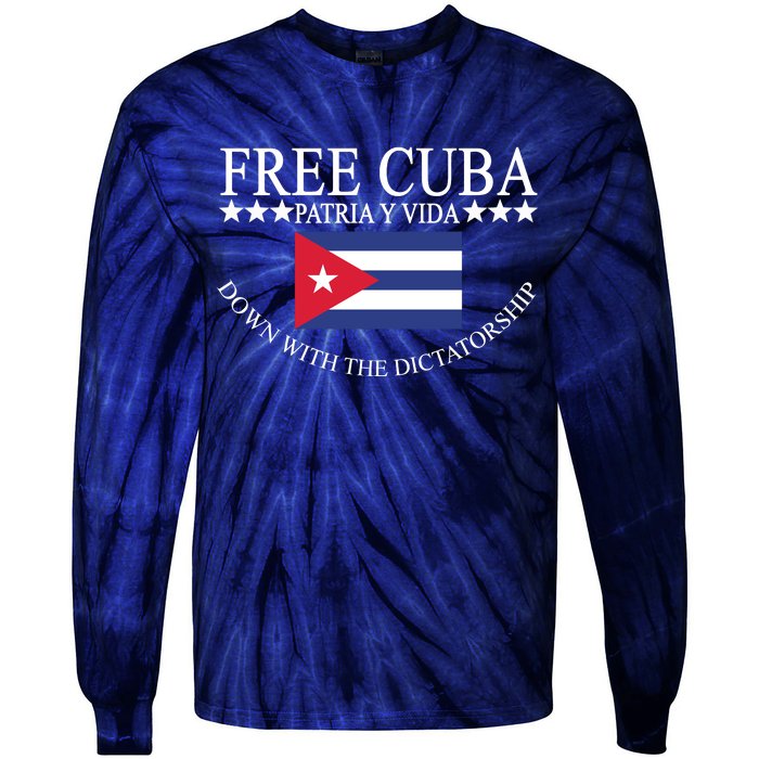 Free Cuba Down With The Dictatorship Tie-Dye Long Sleeve Shirt