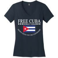 Free Cuba Down With The Dictatorship Women's V-Neck T-Shirt
