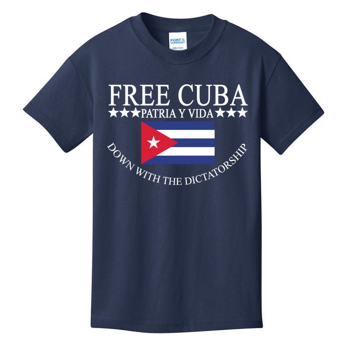 Free Cuba Down With The Dictatorship Kids T-Shirt