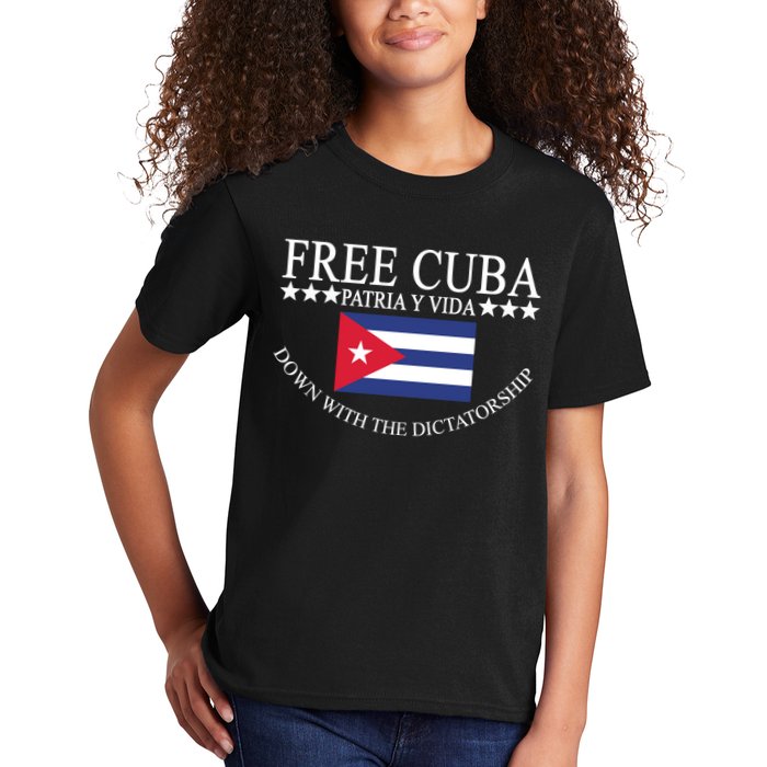 Free Cuba Down With The Dictatorship Kids T-Shirt