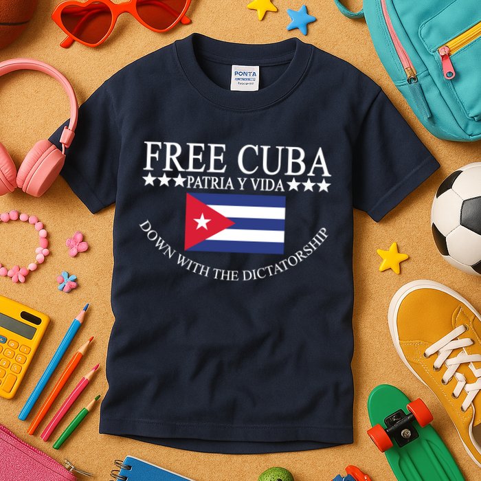 Free Cuba Down With The Dictatorship Kids T-Shirt