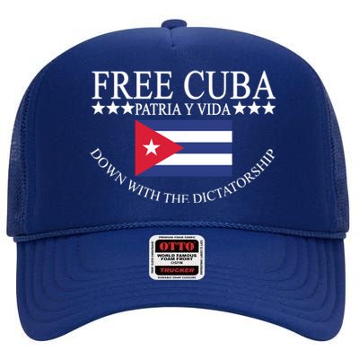 Free Cuba Down With The Dictatorship High Crown Mesh Back Trucker Hat