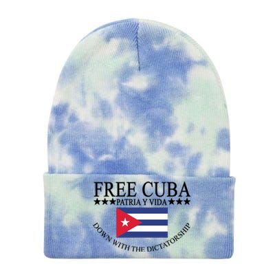 Free Cuba Down With The Dictatorship Tie Dye 12in Knit Beanie