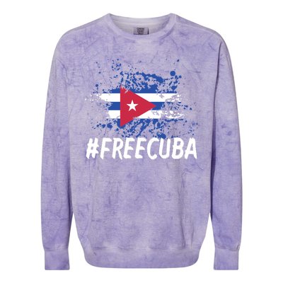 Free Cuba Flag Colorblast Crewneck Sweatshirt