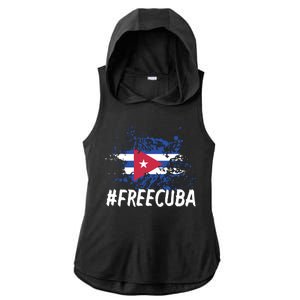 Free Cuba Flag Ladies PosiCharge Tri-Blend Wicking Draft Hoodie Tank