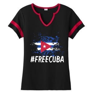 Free Cuba Flag Ladies Halftime Notch Neck Tee