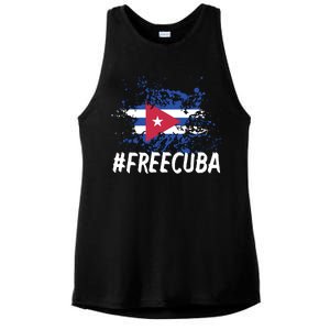 Free Cuba Flag Ladies PosiCharge Tri-Blend Wicking Tank